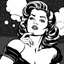Placeholder: Rita hayworth in a manga style, dreaming