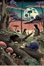 Placeholder: twilight scene in manga style illustration Modifiers: Albrecht Dürer junji ito Epic woodblock print rule of thirds Odilon Redon Otherworldly alcohol ink Tsutomu Nihei Mushrooms vivid color stippling void Hatching snail sharp contrast sharp edge Art by Leah Analog Horror the styles of ancient masters like Utagawa Hiroshige, Katsushika Hokusai and Togaku Old growth forest scene decaying log, moss, ferns, spiderwebs, beetles and caterpillars