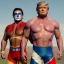 Placeholder: Realistic image of Donald trump wrestler, Mexican wrestling style, Mexican wrestling mask for eyes, red and blue breeches, glow us flag dress, suspenders, retro style, 80s, vibrant color, highly detailed, sky background, concept art, unreal engine 5, god rays, ray tracing, RTX, lumen lighting, ultra detail, volumetric lighting, 3d, finely drawn, high definition, high resolution.