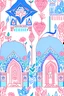 Placeholder: Indian maharaja elephant hunting repeat pattern soft pastel tones moroccan arches