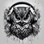 Placeholder: Illustrative sketch of a humanoid owl in music with headphones, ultra quality, hyper detailed, graffiti, concept art, maximalism, 8k