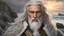 Placeholder: The stately and wise sorcerer named Pealda Stormbringer is walking on a rocky beach looking at a stormy ocean. He is dressed as a lord. He has grey hair and a white beard. beautiful light brown leather gloves. no jewelry. everything is intricately sculpted, exquisite realism, fantasy art, identical eyes, perfect face, Hyperrealistic, splash art, concept art, mid shot, intricately detailed, color depth, dramatic, 2/3 face angle, side light, colorful background