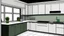 Placeholder: kitchen with marble color on the left side by the window from the bottom up, a microwave and an oven installed in the furniture, and on the right side and next to it an induction hob and a cooker hood above it, on the right side there is a sink and a dishwasher underneath it