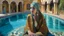 Placeholder: Neoclassicism pool arabic people arabic woman in pool painting realistic cote d'azur colorfull