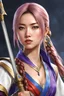 Placeholder: Photorealistic drawing of young female Yuna holding a spear from Final Fantasy game, 8K UHD