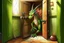 Placeholder: A real good dragon knocks on the door of a child's room, realism photographic, graphic novel,