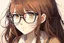 Placeholder: brown haired anime manga pregnant girl with eyeglasses