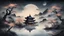 Placeholder: Chinese painting, night, relaxation, luxury, dream world, calm beauty, symmetry, fantasy world, magic, beautiful composition, exquisite detail, 135mm lens