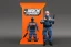 Placeholder: packaging label Mike pence g.i. joe toy With a gun space force uniform action figure, fluorescent orange, close-up