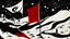 Placeholder: An abstract and contemplative illustration by Malevich and Kuniyoshi of a black and white desert landscape with a red pirate flag.