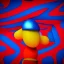 Placeholder: red, yellow, blue, primary colors, funny, goofy, abstract blob, circus, party, glitter, bokeh blur, guassian blur, tilt-shift, photograph, HD, 8k, hyper realistic, blender, 3d model, rendering, clown, bright lights, zoom in, portrait