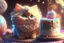 Placeholder: cute fluffy chibi cat birthday cake in sunshine Weight:1 detailed matte painting, deep color, fantastical, intricate detail, splash screen, complementary colors, fantasy concept art, 8k resolution trending on Artstation Unreal Engine 5 Weight:0.9