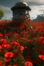 Placeholder: A well surrounded with poppies growing out of a zombie