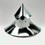 Placeholder: asymmetric futuristic chrome hat