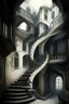 Placeholder: tavern dystopian rich straight stairs entrence building white