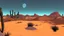 Placeholder: DESERT CITY FAR IN THE BACKGROUND COMIC STYLE