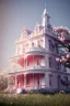 Placeholder: Victorian white house with pink flowers, in the style of Camilla d'Errico, hyper detailed, beautiful, complex, trending on artstation, cinema4d, cryengine, national geographic photo, chiaroscuro