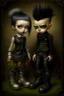 Placeholder: young goth girl and boy, dressed in gothpunk clothing and boots, sign reads "GOTHFEST", by naoto hattori