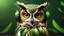 Placeholder: High-end state-of-the-art aesthetics flawless heroic feathery realistic Owl wearing green headphones, supreme cinematic-quality photography, Art Nouveau-visuals,Vintage style with Octane Render 3D technology,hyperrealism photography, (UHD) with high-quality cinematic character render,Insanely detailed close-ups capturing beautiful complexity,Hyperdetailed,Intricate,8K,Hyperrealism craftwork