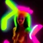 Placeholder: A 1990s or early 2000s magazine party photoshoot. Neon blob, metallic spikes, ethereal. Extremely detailed, HD photography, high quality, stylized, dramatic, high contrast, high exposure.