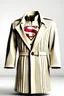 Placeholder: Men's Superman's Zeta1 Winter TrenchCoat elegant inspired by Superman's emblem design beige tones with dual color on a white background, product catalog photography, soft spot lighting, depth of field, 4k –ar 3:5 –q 2