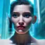 Placeholder: double exposure of a futuristic cyberpunk woman in an alien city by alessio albi --v 4