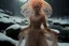 Placeholder: Hiper-realistic Close-up photo, Otherworldly, blonde Brown Actress knight Avant-Garde Dan Flavin-Iris Van Harpen translucent fluorescent fashion gown jelly-fish, Austrian Symbolism, arcane atmosphere, in the stormy sunrise mountains snowy River forest, by Sergei Parajanov movie