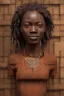 Placeholder: african portrait in rusted clocks, clock face, rust, scaffolding, ghana colours, cyberpunk, high detail