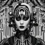 Placeholder: a woman with black and white paint on her body, a surrealist sculpture, by Taro Okamoto, gothic art, detailed face of an android, symmetrical digital illustration, tim burton supersampled, mannequin, chris cunningham, made of paper, cyberpunk medusa, perfect android girl family, futuristic look, symmetical face, inspiring, shot with Sony Alpha a9 Il and Sony FE 200-600mm f/5.6-6.3 G OSS lens, natural light, hyper realistic photograph, ultra detailed -ar 3:2 -q 2 -s 750