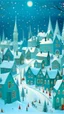 Placeholder: A cyan snowy Christmas themed town designed in Heidrun manuscripts painted by Edward Hicks