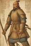 Placeholder: Close-up of a warrior the 1200s and a Mongol warriors, strong athletic build, icinematographic photo