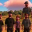 Placeholder: Walter White and his family, 8k, realistic face, with a fedora, sunset background, zombies.