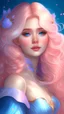 Placeholder: princes, portrait, beautiful, light peach color hair, blue dress, pink lips, straight hair, fantasy, 4k, digital art