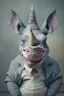 Placeholder: A picture of a cute rhino in the form of a joker, a professional, high JPEG image