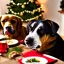 Placeholder: Dogs eating Christmas dinner