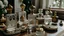Placeholder: generate me an aesthetic complete image of Perfume Bottles on a Vintage Lace Table