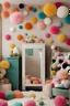 Placeholder: room displaying pompoms art in a whimsical ambience