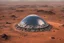 Placeholder: Many domes made of glass, half buried on the surface of Mars