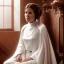 Placeholder: extremely detailed 8k hyperspace wallpaper,complete and photo realistic detailed head to waist stunning photo realistic portrait of carrie fisher as Princess Leia in star wars with photo realistic minimal and unpretentiously updo hair, brown eyes, professional majestic photo realistic painting by Ed Blinkey, Atey Ghailan, by Jeremy Mann, Greg Manchess, Antonio Moro, trending on ArtStation, Intricate, High Detail, Sharp focus, dramatic, by greg rutkowski, realism, beautiful and detailed lighting,