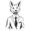 Placeholder: Illustrative sketch of a image of a humanoid fox, ironic smile, suit and tie, ultra quality line art, 8k