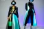 Placeholder: Photograph. Technological utopia. Machine, fake smile, old-camera-eyes. 3D-tiling on the adaptive background. Lightly armored. Cyber-punk full-mask. Lay figure woman is Surreal. Haute Couture 1990's. Light from right. Colors are silver, black, Cyan. AKG headphones, golden rings & disc. Logo. Thick tights. Thick calves. Curved fell. Wide hip. Cannot cure. Tron Movie, grotesque. Countermove. French Revolution. Evolution.