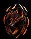 Placeholder: Fox logo minimlist cimetrico, lineal arte, intrincado, incredible work of art, black and orande, fondo negro, maximalist