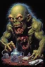 Placeholder: High_Quality_Art Digital Painting of Science experiment Horror Cronenberg Monster zombie creature by Richard Corben, Todd Schorr, T-Shirt Design, Black Background,