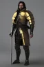 Placeholder: A handsome 30 year old knight, black hair, male bob haircut, in black-and-gold plate armor, golden katana in both hands, no beard, european