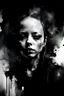 Placeholder: A atmospheric abstract portrait of a women (neofigurative, abstractionism). Look like a watercolor. All black. Horror