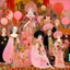 Placeholder: A rosy pink circus with magic spells painted by Gustav Klimt