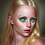 Placeholder: Portrait of beautiful blonde woman with green eyes