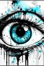 Placeholder: Watercolor black and white with cyan splashes eye