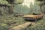 Placeholder: clearing, yard, forest,overgrown, post-apocalyptic, comic book,