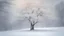Placeholder: Beautiful snow covered tree, lots of bare branches, mystical, fine art, extremely detailed, lovely faded background